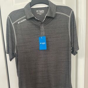 Columbia Golf Mens Omni Wick Polo Short Sleeve Shirt Striped Gray Size M NEW